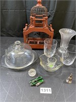 Random Glassware and Decorative Birdcage