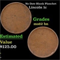 No Date Blank Planchet Lincoln Cent 1c Grades Sele