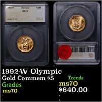 1992-W Olympic Gold Commemorative $5 Graded ms70 B