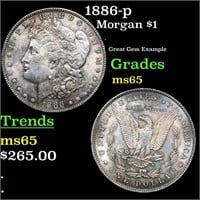 1 1886-p Morgan Dollar $1 Grades GEM Unc Grades