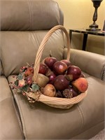 Basket with faux fruit