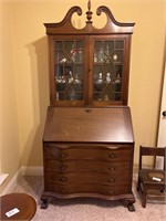 Antique secretaries desk with display cabinet and