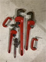 Pipe wrenches and c clamps