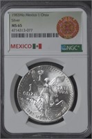 1983-MO Mexico 1 Onza NGC MS65