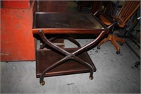 Wooden Rolling Tea Cart Tray; 33" long total