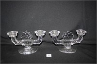 Glass Candelabras (2); Hold 2 candles, 8½" long