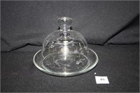 Glass Covered Dish/Dome; w/etching