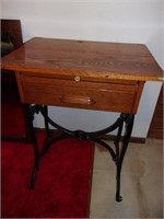 Oak 1 Drawer Table on Treadle Base