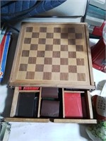 Game board box with game pieces