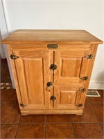 Oak ice box cabinet replica