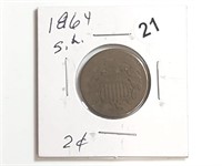 1864 2C Small Motto cent rtor1021