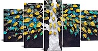 MLOML 5 Pieces Gold Foil Tree Canvas Wall Art