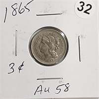 1865 3 cent piece rtor1032