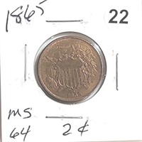 1865 2 cent piece rtor1022