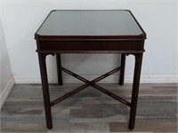 Mahogany side table w/ glass top insert