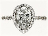 2.00 Cts Pear Halo Engagement Ring 14Kt