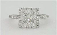 2.10 Ct Diamond Princess Halo Engagement Ring