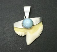 Sterling Silver 925 Natural Shark Tooth Pendant