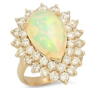 AIGL $ 12,890 4.42 Ct Opal 2.55 Ct Diamond Ring