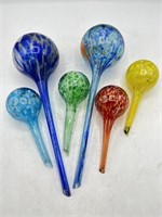 Collection of art glass plant watering globes