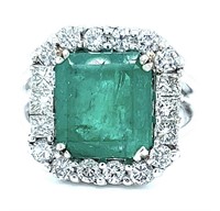 11.08 cts Emerald & Diamond 14k Gold Ring