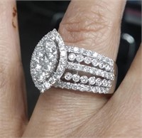 2.50 Ct Diamond Marquise Cut Halo Ring 14 Kt