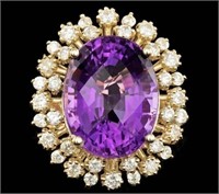 AIGL $ 12,850 14 Ct Amethyst 1.50 Ct Diamond Ring