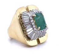 $ 28,640 4.50 Ct Emerald 2 Ct Diamond Ring 18 Kt