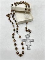 Italian glass beaded rosary in gift box