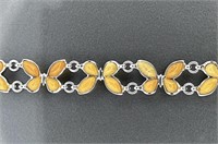 925 Sterling Silver Amber Butterflies Bracelet