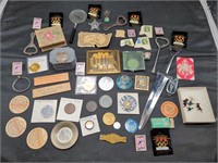 Collection of coins, exonumia, medals, trinket