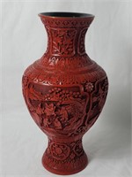 Large Chinese cinnabar vase, 19"h. x 10"diam.