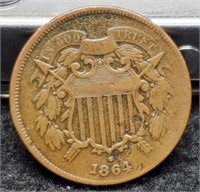 1864 Two Cent XF w/ WE
