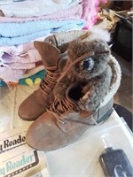 Pair of brown suede ladies boots size small