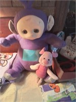 Plush animals including I believe a Teletubby