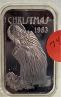 1983 CHRISTMAS 1 OZ. SILVER ART BAR