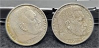 (2) 1939 A&B German 2 Reichsmark