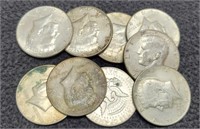 (9) 40% Silver Kennedy Half Dollars