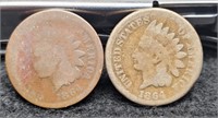 (2) 1864 Indian Head Cents: