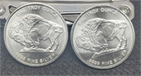 (2) Troy Oz. Silver Buffalo/Indian Rounds