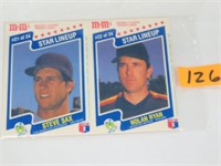 Two (2) 1987 M&Ms/MLB Un-Cut Star Line-Up Card