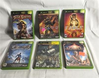 Six XBOX DVD's, used, with cases,  variety of