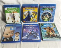 6 Blu Ray Kids movies, used, in cases,  variety of