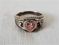 Sterling Ring W/ Pink Heart