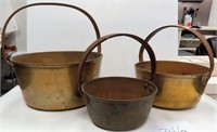 Set of 3 19th Century Brass Preserving Pans
