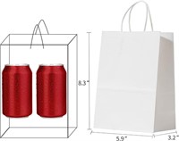 RACETOP Small White Gift Bags with Handles (100)