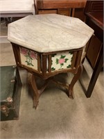 Marble top table octagon shaped top,tile sides