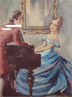 Lockh? Victorian Piano Room Portrait of Couple