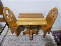 HAND MADE CHILD'S WOOD TABLE & CHAIRS