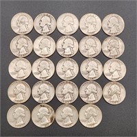 24 Silver Quarters 1952-61 Washington